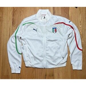 Puma Italy FIGC XL Track Jacket White Full Zip Soccer Italia FIFA World Cup